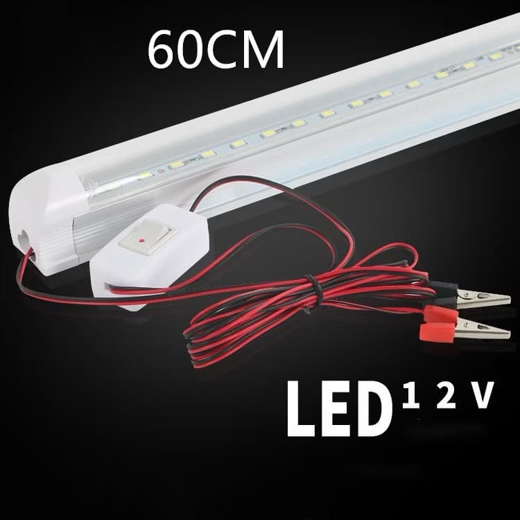ชุดหลอดไฟ พร้อมสาย ปากคีบแบต LED T8 12V DC ขนาด 30/60/120 cm.แสงขาว/แสงเหลือง สายยาว2เมตร รูปที่ 3