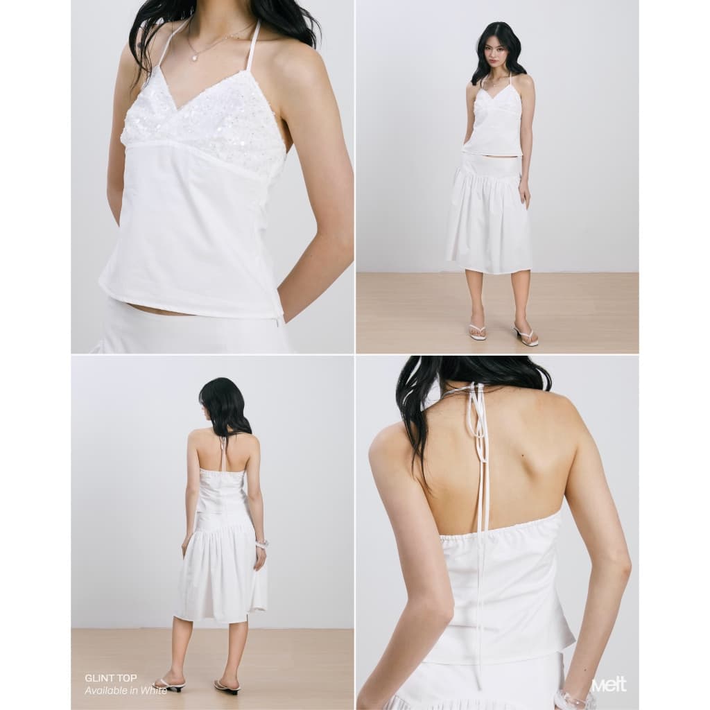 MELT.INMOMENTS Glint Cami Top สายเดี่ยวปักเลื่อมที่อก กลิตเตอร์ รูปที่ 7