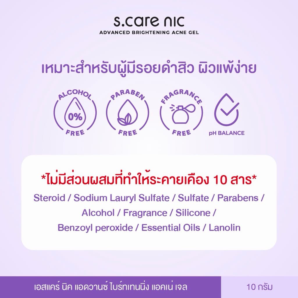 เจลลดรอยดำสิว สูตร 2 เห็นผลใน 1 สัปดาห์ ADVANCED BRIGHTENING ACNE GEL 10g รูปที่ 7