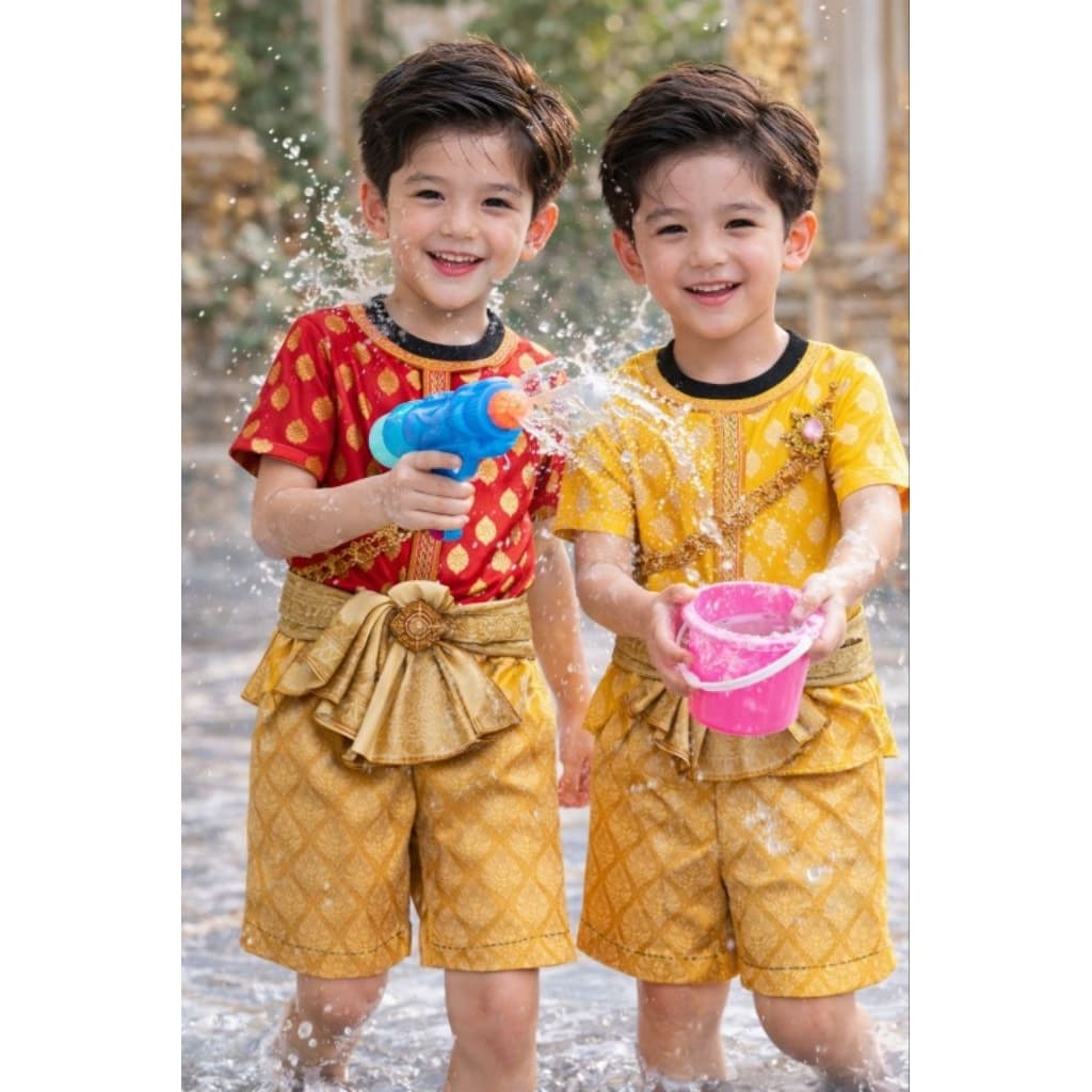 สุดปัง!! ชุดเด็กลายสไปและลายไทย งานพิมพ์ทั้งตัว สีสันสดใส 2-12ปีใส่ได้ลูกสาวลูกชายเด่นสุดๆ รูปที่ 9