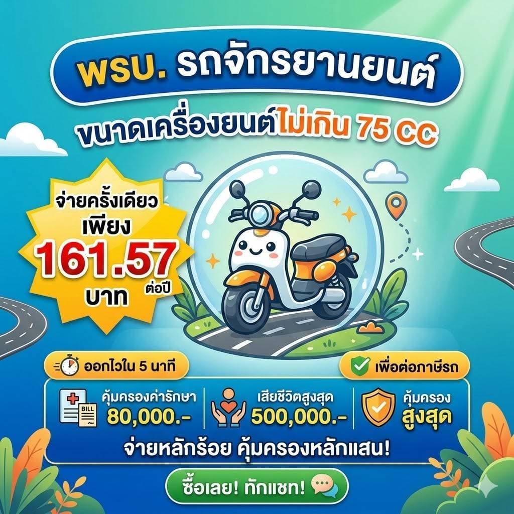 พ.ร.บ. รถจักรยานยนต์ 75-125cc ต่อออนไลน์ รับไฟล์ได้ แอดมินช่วยตรวจข้อมูลก่อนสั่งซื้อ รูปที่ 2