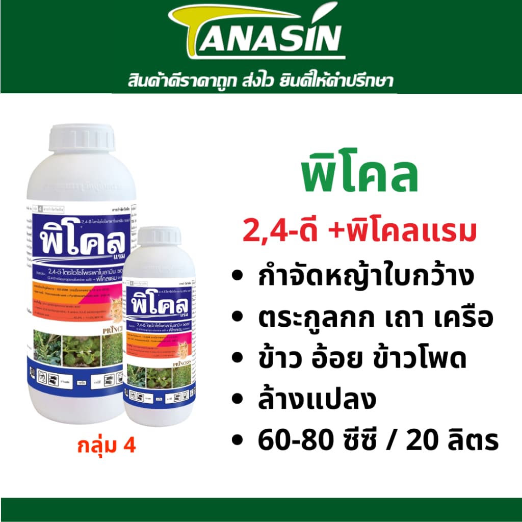 พิโคล 2,4-ดี + พิโคลแรม กำจัดหญ้าในข้าว อ้อย ข้าวโพด กำจัดหญ้าใบกว้าง เถาเครือ ในนาข้าว ไร่อ้อย by Tanasin รูปที่ 1