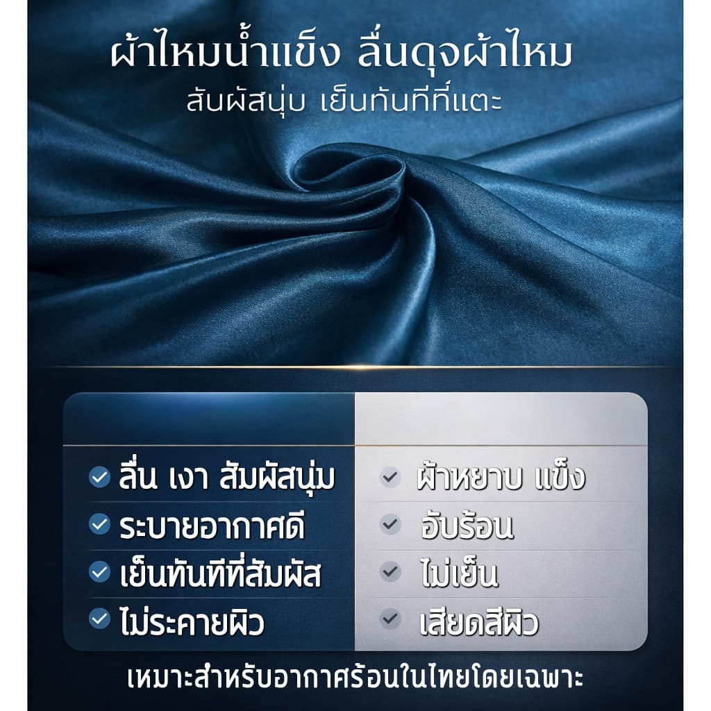 ปลอกหมอนซาติน Satin สีพื้น เย็นลื่นนุ่ม กันไรฝุ่น ปลอกหมอนผ้าไหมเทียม เรียบหรู ไม่ติดขนสัตว์ รูปที่ 6