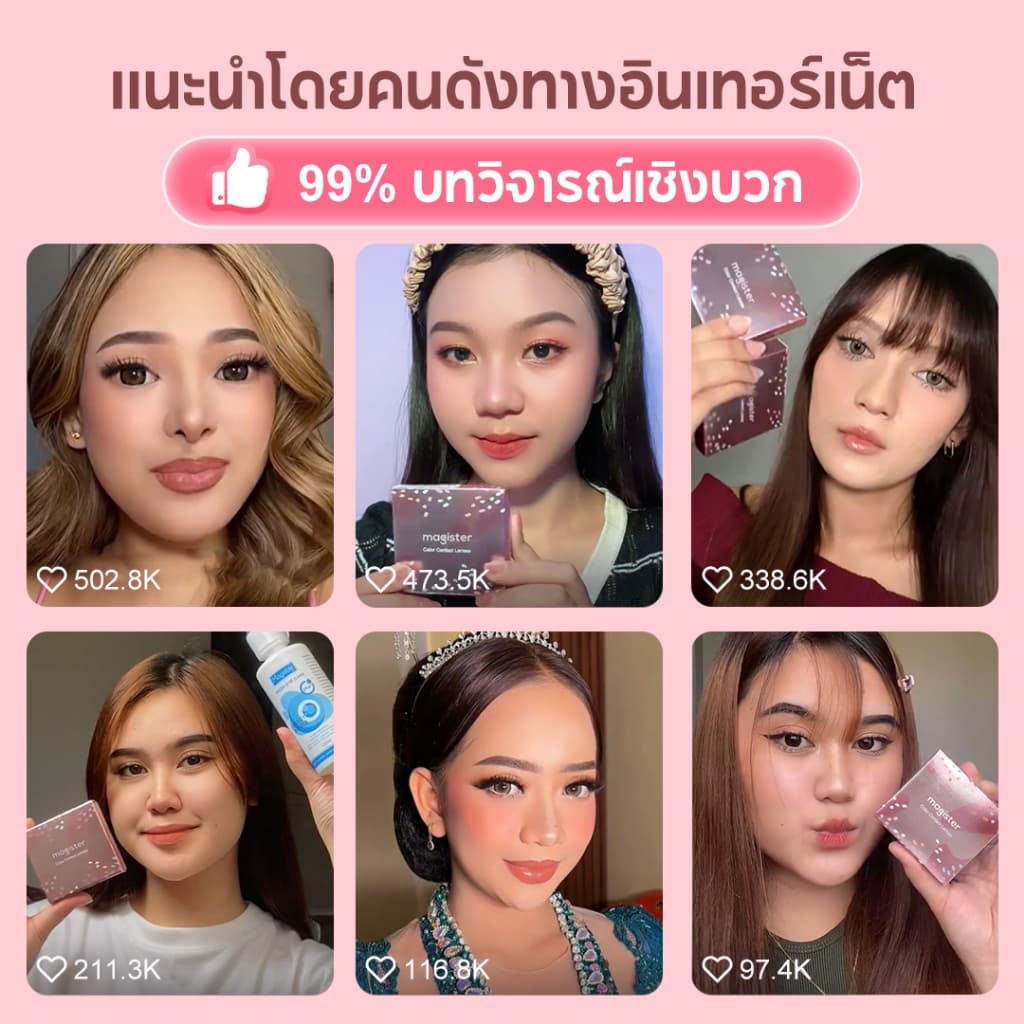 Magister & Realcon Contact Lens 14MM คอนแทคเลนส์ Rose Lens Brown / Brown / Gray ขนาดมินิ คอนเทคเลนส์สายตาสั้น รูปที่ 2