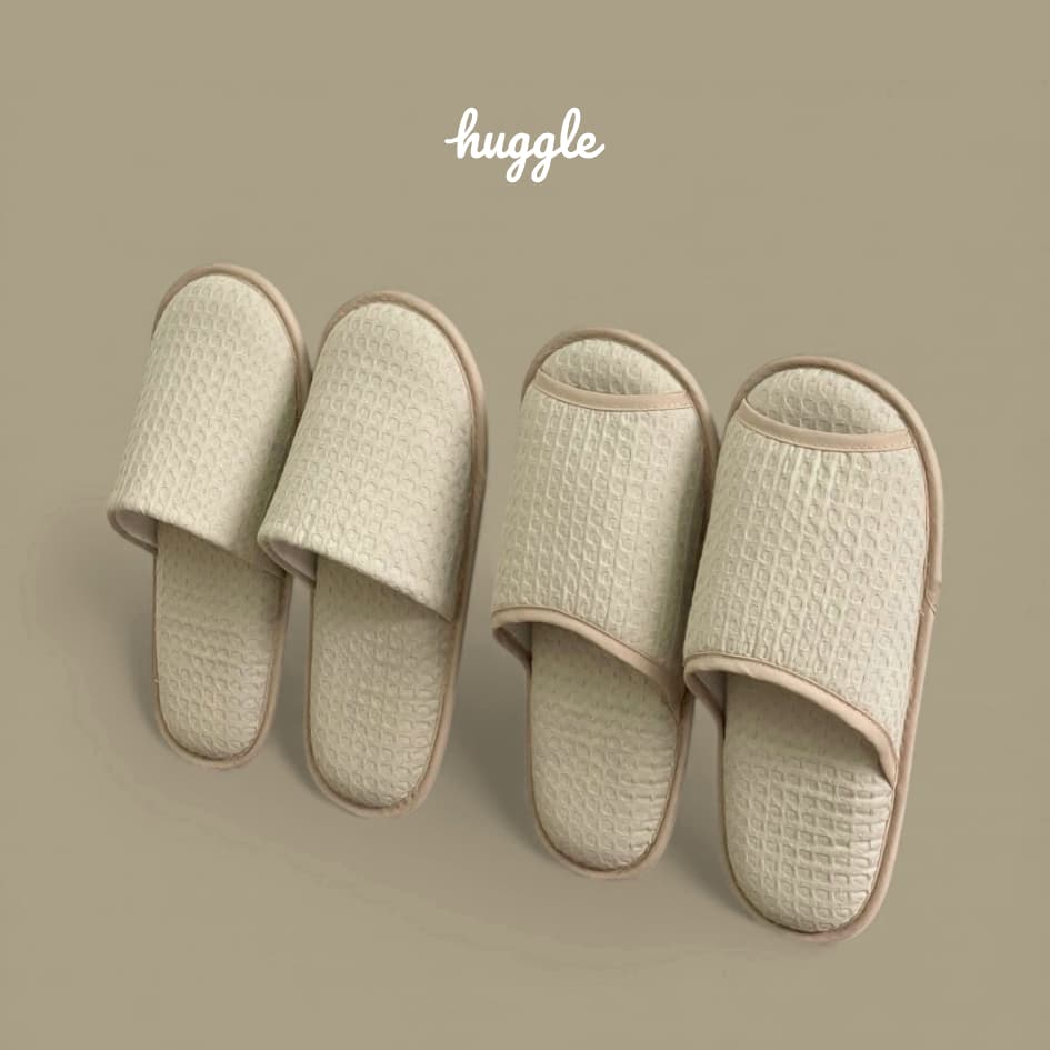 Earth Tone รองเท้าสลิปเปอร์เกรดโรงแรม หัวปิดและหัวเปิด รองเท้าใส่เดินในบ้าน ผ้าวาฟเฟิลทอบาง ฟองน้ำหนานุ่มพิเศษ รูปที่ 2