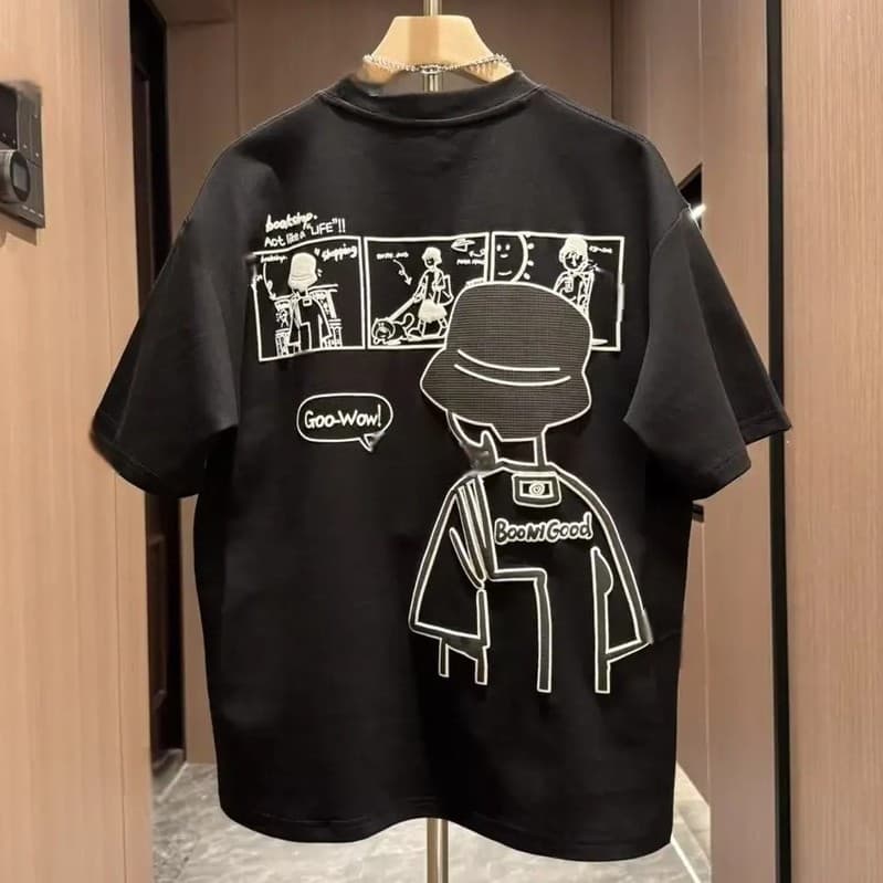 เสื้อแขนสั้นเด็กผู้ชาย เสื้อยืดคอกลมเด็ก พิมพ์ลายแฟชั่น ทรงหลวม ใส่สบาย สำหรับเด็กโต รูปที่ 3