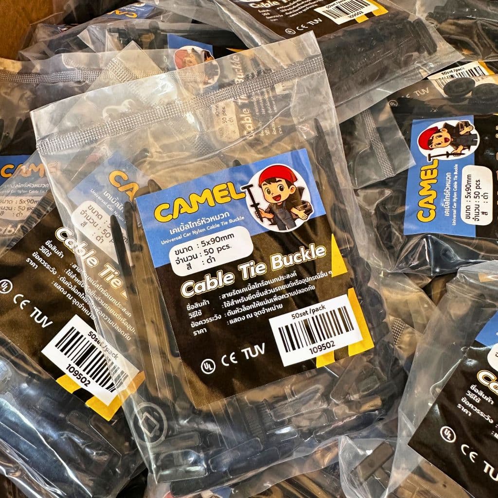 CAMEL เคเบิ้ลไทร์หัวหมวก CABLETIE BUCKLE คลิปล๊อคอเนกประสงค์ สำหรับซ่อมรถ/ยึดสายไฟ ใช้ง่าย ทนทาน! รูปที่ 2