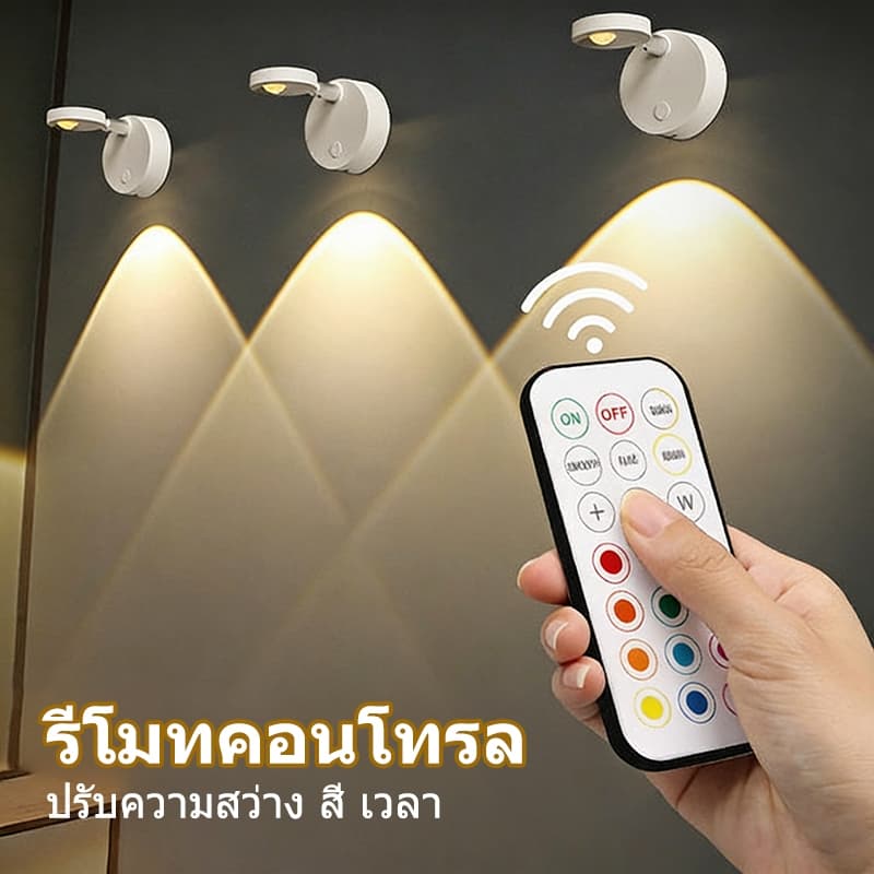 ไฟ LED เซนเซอร์ตรวจจับคน โคมไฟกลางคืนไร้สาย ชาร์จ TYPE-C USB สปอตไลท์ติดผนัง สำหรับห้องครัว ทางเดิน รูปที่ 2