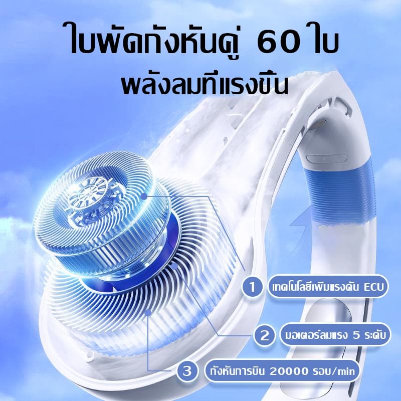 Elago พัดลมห้อยคอ 10000mAh หน้าจอดิจิทัล 5 ระดับความเร็วลม พัดลมระบายความร้อน พัดลมพกพา รูปที่ 8