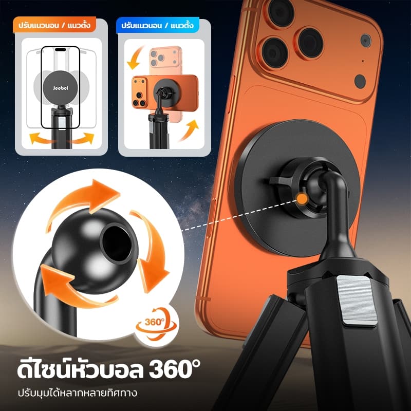 MagSafe ขาตั้งมือถือ Tripod Mount Adapter แม่เหล็กแรงสูง 360° อะแดปเตอร์ขาตั้งกล้อง 1/4” สำหรับ Vlog Live ถ่ายวิดีโอ รูปที่ 4