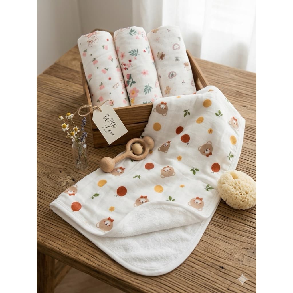 ผ้าเช็ดตัวเยื่อไผ่ ออแกนิค ขนาดโดยประมาณ 50*90cm(ซับน้ำได้ดี)