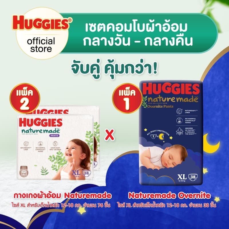 ฮักกี้ส์ เนเจอร์เมด แบบกางเกง + ฮักกี้ส์ เนเจอร์เมด โอเวอร์ไนท์ แบบกางเกง รูปที่ 5
