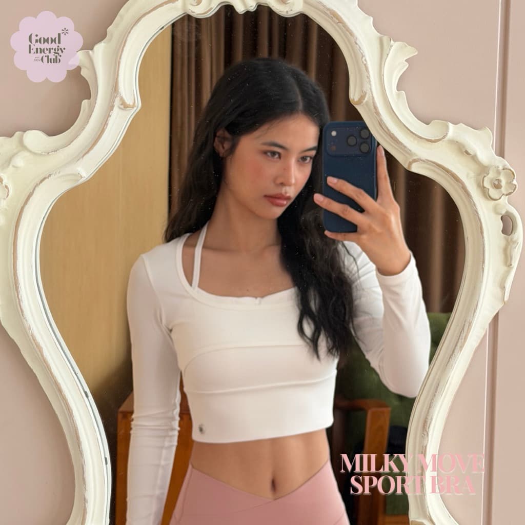 GOOD ENERGY CLUB - MILKY MOVE SPORT BRA สปอร์ตบราผู้หญิง แขนยาว รูปที่ 3