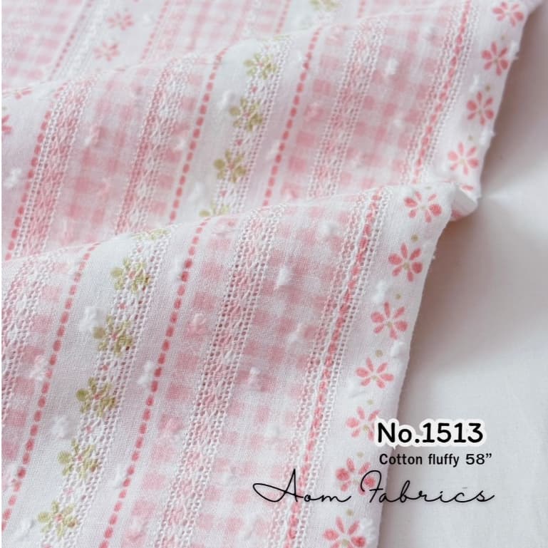 Aom Fabricsคอตตอน แจ็คการ์ด คอตตอน100% No.1511-1514 ทอเสริมเทคเจอร์ปุยปุยน่ารักมาก หน้ากว้าง 58 นิ้ว รูปที่ 2