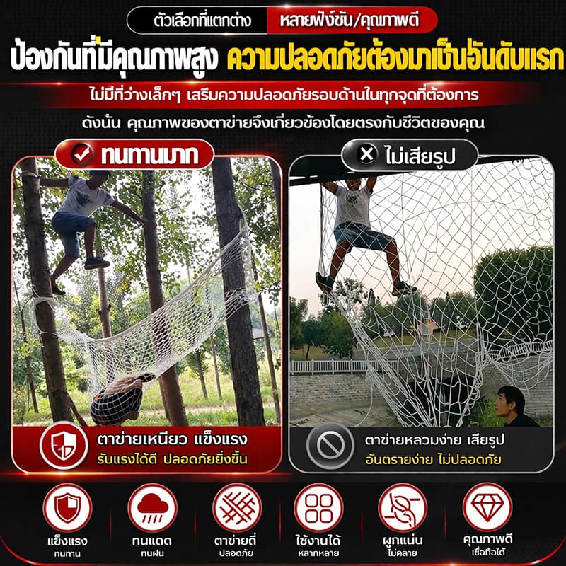 ตาข่ายกันตกงานก่อสร้าง เกรดพรีเมียม ขนาดตาข่าย 5 ซม. ทนทานต่อแรงกระแทก ใช้ครอบคลุมพื้นที่ก่อสร้างได้ทั่วถึง มีหลายขนาด พ รูปที่ 3