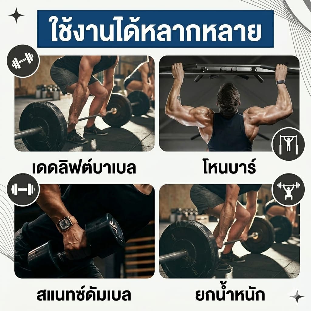สายรัดข้อมือตะขอเกี่ยวบาร์ 1 คู่ อุปกรณ์ยกเวท ดึงข้อ โหนบาร์ สายรัดถุงมือยกน้ำนัก กันลื่น เพิ่มแรงยก รูปที่ 3