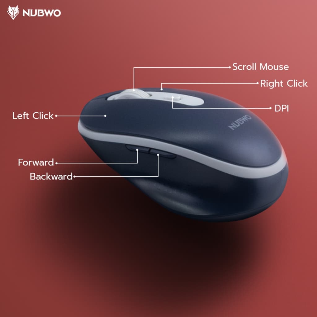 NUBWO NKM-647 Keyboard & Mouse คีย์บอร์ดปุ่มยาง เสียงเงียบ เชื่อมต่อ Wireless 2.4GHz และบลูทูธ รูปที่ 6