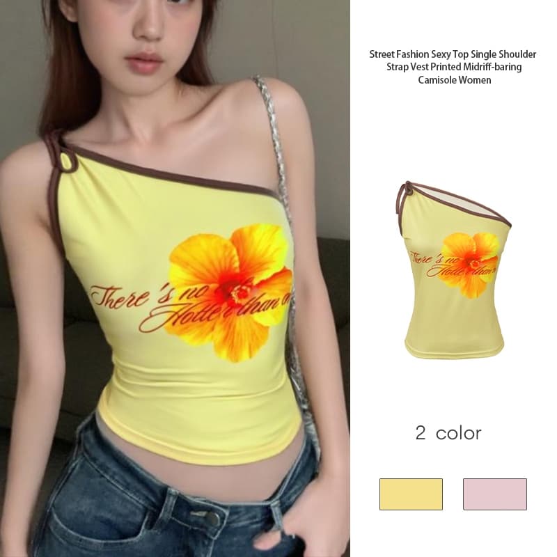 Street x Fashion เสื้อกล้ามสายเดี่ยวเปิดไหล่เซ็กซี่พิมพ์ลายสตรีท x แฟชั่น JN รูปที่ 1
