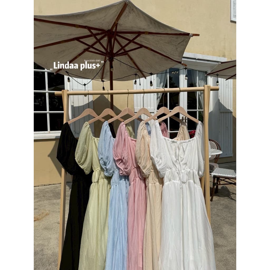 LindaaPlus-- ชุดเดรสยาวผ้าใยไผ่สาวอวบอ้วน แขนสั้นตุ๊กตา ผ้าพริ้วสวย แต่งทรงคอเหลี่ยม จี้มรอบเอว2ชั้น รูปที่ 2