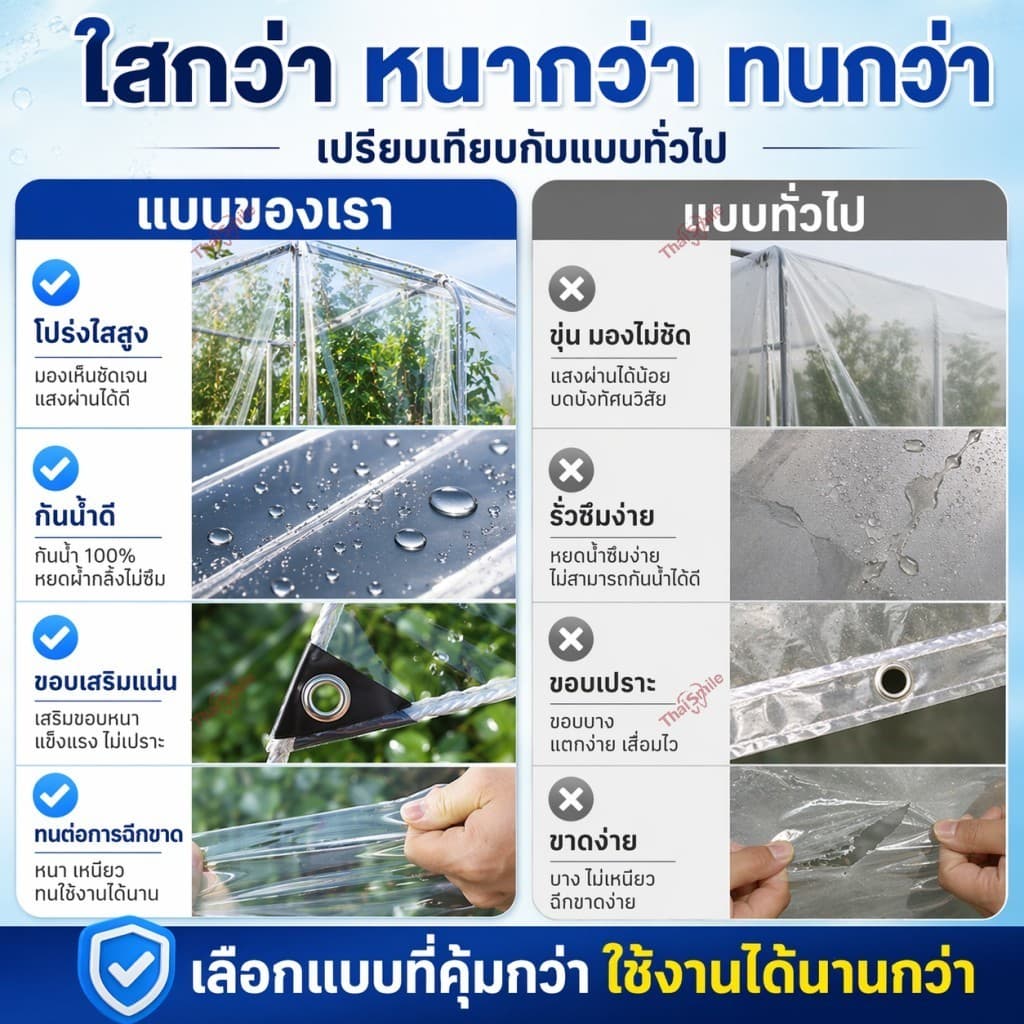 ผ้าใบใสกันฝน PVC โปร่งใส100% ผ้าใบตาข่ายใส75% PE ใส85% กันแดดกันฝน รูปที่ 8