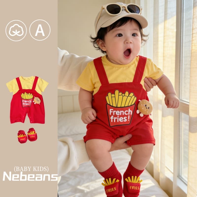 NT BABY-224 ชุดจั๊มสูทเด็กลายเฟรนช์ฟรายส์ สีแดงสดใส น่ารักสุดคิ้วท์ ชุดชิ้นเดียว ใส่ง่าย สะดวกสุดๆ รูปที่ 1