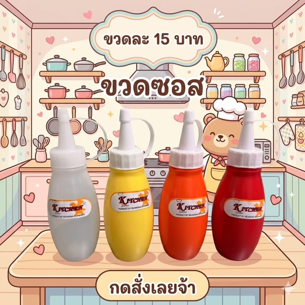 ขวดใส่ซอส ใส่น้ำปลา น้ำมันพืช รูปที่ 1