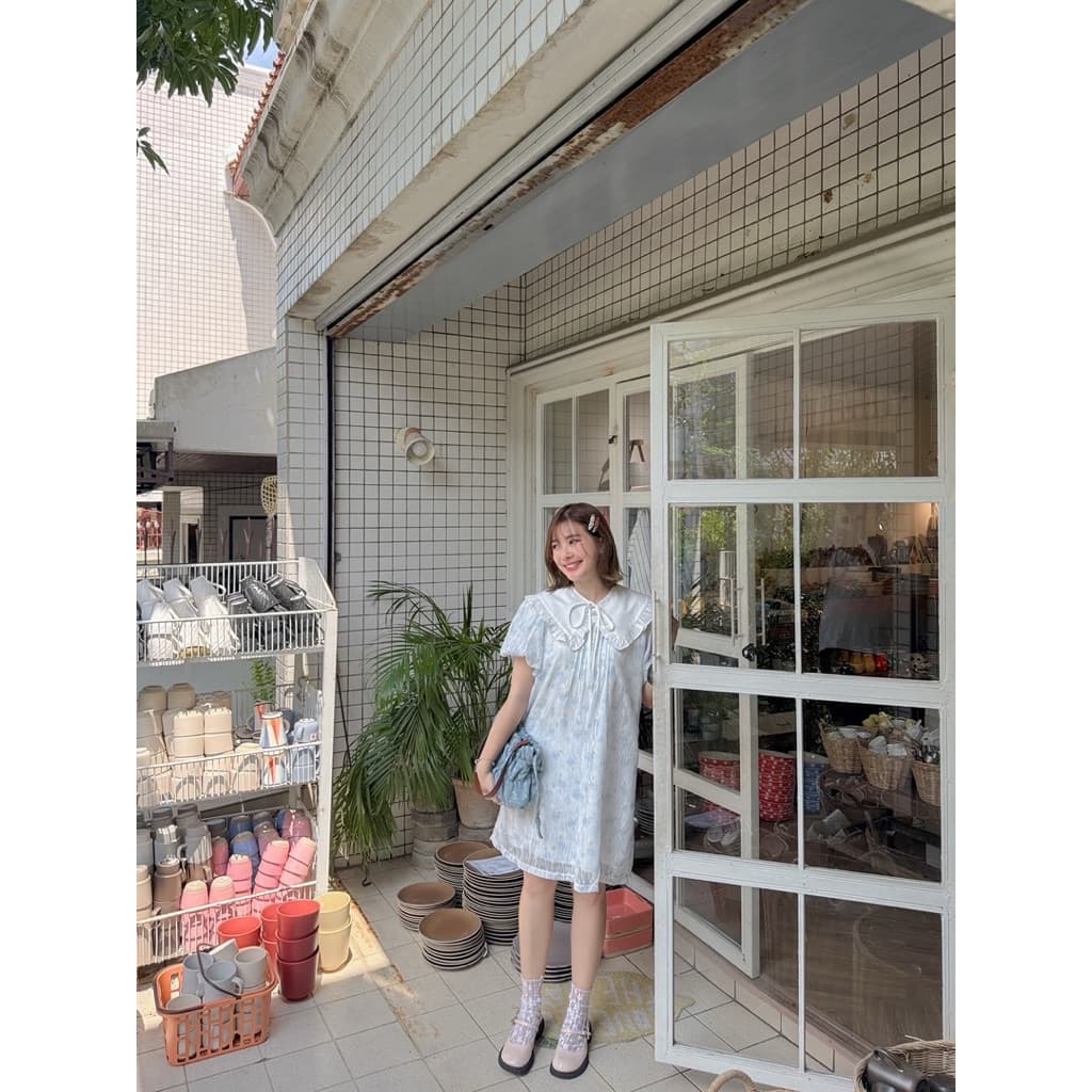 dress015- lollipop Set เดรสแขนบอลลูน+ปกคอบัว รูปที่ 5