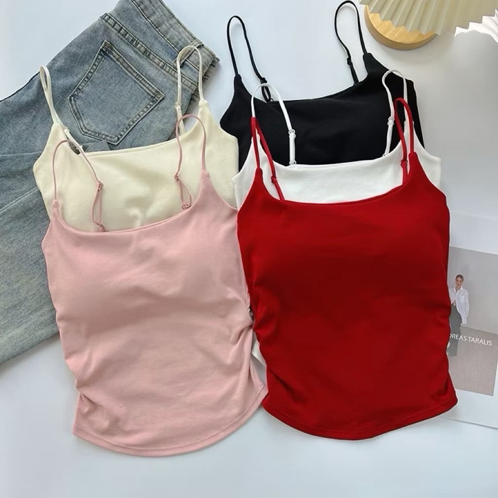 #45 -1เสื้อสายเดี่ยว ตัวยาว มีฟองน้ำ เย็บติด ฟรีไซต์ 32-38ab สีสวย ไร้ขอบ ใส่สบาย เสื้อ ผู้หญิง รูปที่ 1