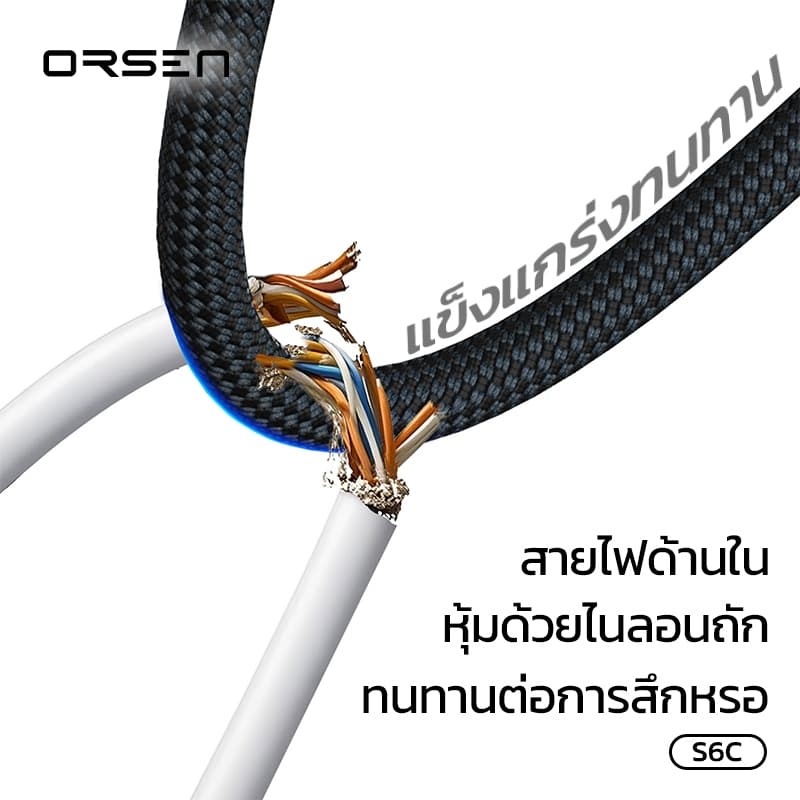 Eloop S6C สายชาร์จ USB Type C to Type C 100W ยาวมากขึ้นถึง 1.5 เมตร วัสดุไนลอนถัก แข็งแรง ทนทาน รูปที่ 3