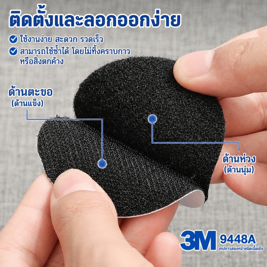 เวลโก้เทป เทปตีนตุ๊กแก เมจิกเทป สินค้ามีกาวค่ะ มีให้เลือกทั้งสีดำและสีขาว 5cm / 6cm รูปที่ 6
