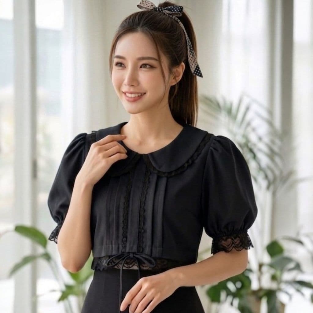 งานป้ายบน love story clothing เสื้อคอบัว เอวลอย เอวจั้มรูดปรับได้ รูปที่ 7