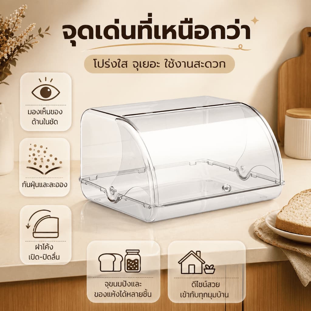 กล่องเก็บขนมปังจัดระเบียบ ใช้เก็บของเบ็ดเตล็ดได้ พกพาสะดวก สวยงาม เหมาะสำหรับร้านกาแฟ ทางเข้า ห้องครัว รูปที่ 2