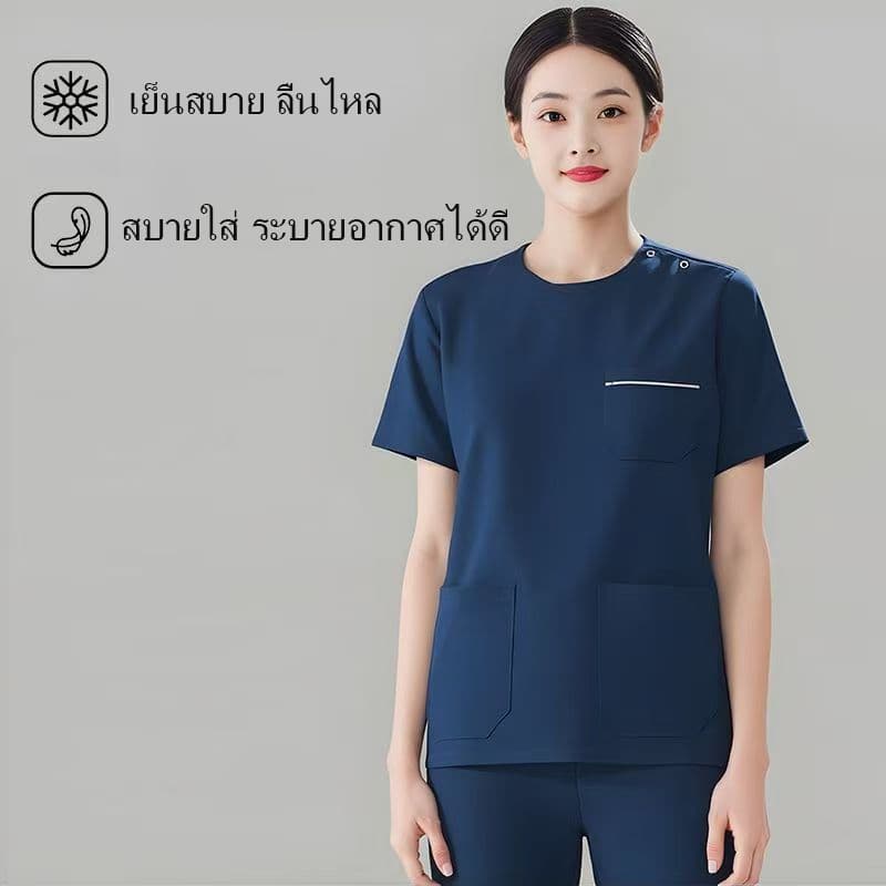 ชุดพยาบาล ชุดผ่าตัดทางการแพทย์ มีให้เลือกสองรุ่น แห้งเร็วและระบายอากาศได้ดี สีเขียว/เทา/น้ำเงิน ขนาด S-XXL รูปที่ 8
