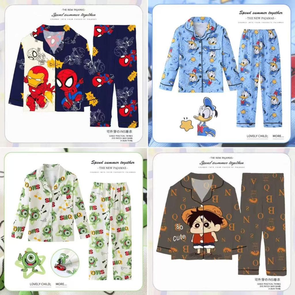 ชุดนอนเด็กผู้ชาย เสื้อผ้าของเด็กชาย นักบินอวกาศ สไปเดอร์แมน ลายการ์ตูนยอดนิยม ผ้าคุณภาพสูง