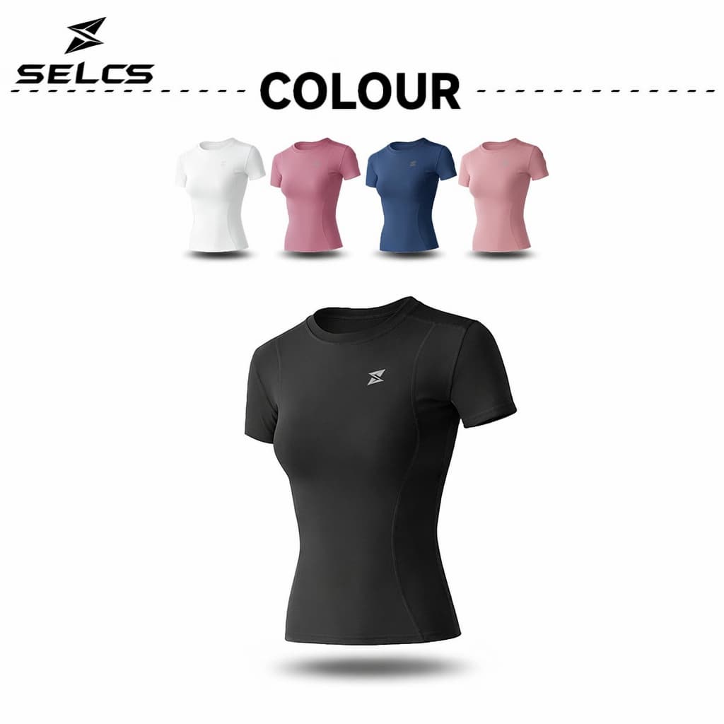 SELCS เสื้อยืดออกกำลังกายผู้หญิง ทรงสวยเข้ารูป ผ้ายืดหยุ่นได้ดี ระบายอากาศ แห้งเร็ว Size S-XXL รูปที่ 3
