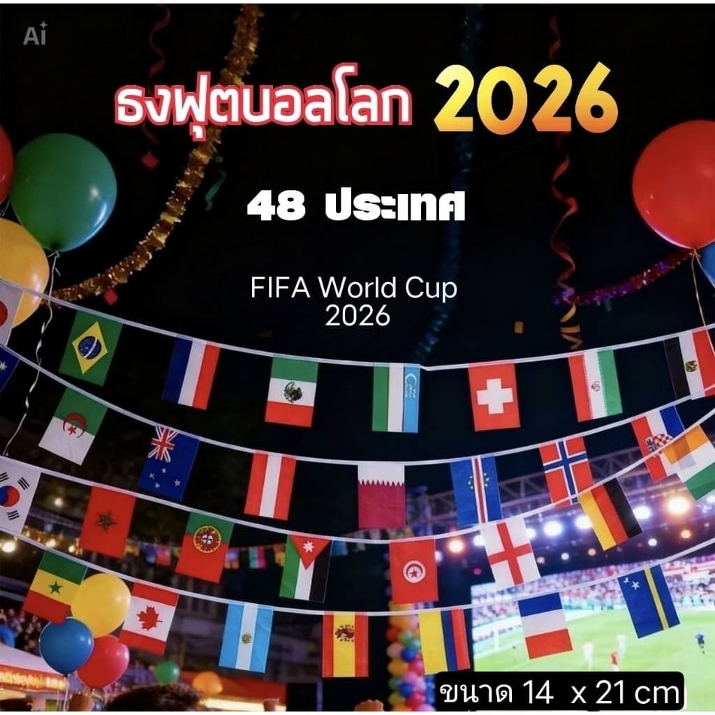 ธงราวบอลโลก FIFA World Cup 2026 ธง48 ประเทศ ธงผ้าแบรนเนอร์ใช้ประดับสถานที่ ร้านอาหาร สถานบันเทิง รูปที่ 9