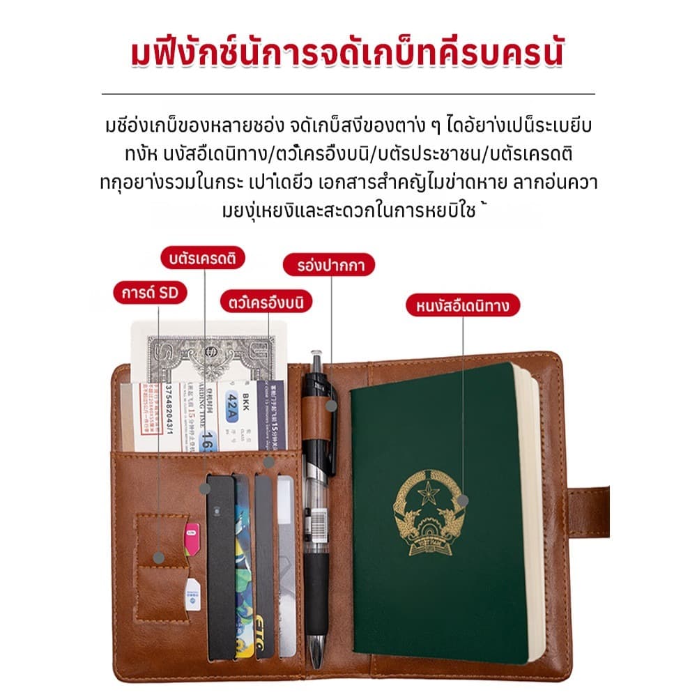 คุณภาพสูง รองรับ COD กระเป๋าใส่พาสปอร์ตเดินทาง ป้องกัน RFID ป้องกันโจรกรรม กันน้ำ มี 8 ช่องใส่บัตร หลายช่องจัดเก็บเอกสา รูปที่ 5