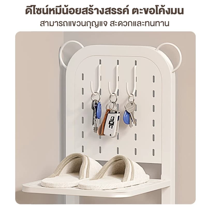 ชั้นวางรองเท้า ตู้เก็บรองเท้า ชั้นวางของ ชั้นวางรองเท้าแบบพับเก็บได้ ดำ/ขาว รูปที่ 5