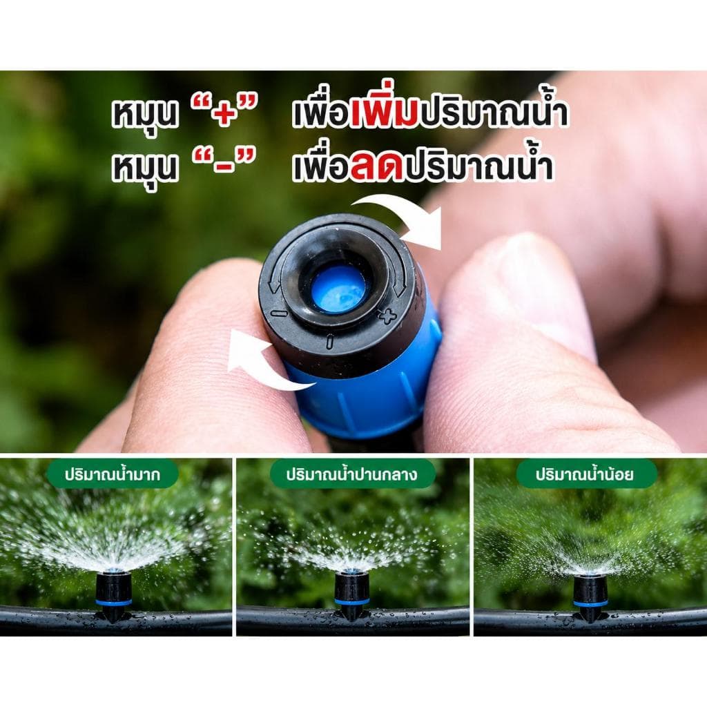 หัวน้ำหยด สปริงเกอร์หัวสีฟ้า ละอองน้ำรอบทิศทาง และปรับความแรงน้ำได้ 50, 100, 200, 300 ชิ้น รูปที่ 3