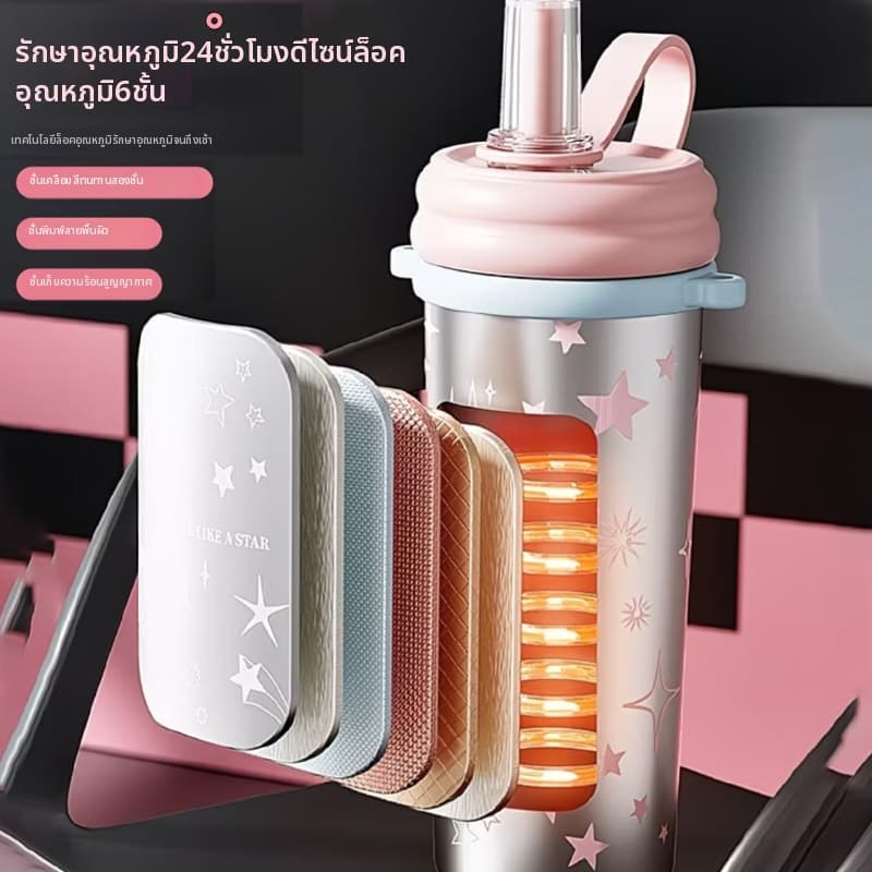 แก้วเก็บความเย็น สแตนเลสSUS316L เก็บความร้อน-เย็นได้ มีสายคล้อง ที่กรองชา เก็บความร้อน-เย็นได้ 750ml รูปที่ 4