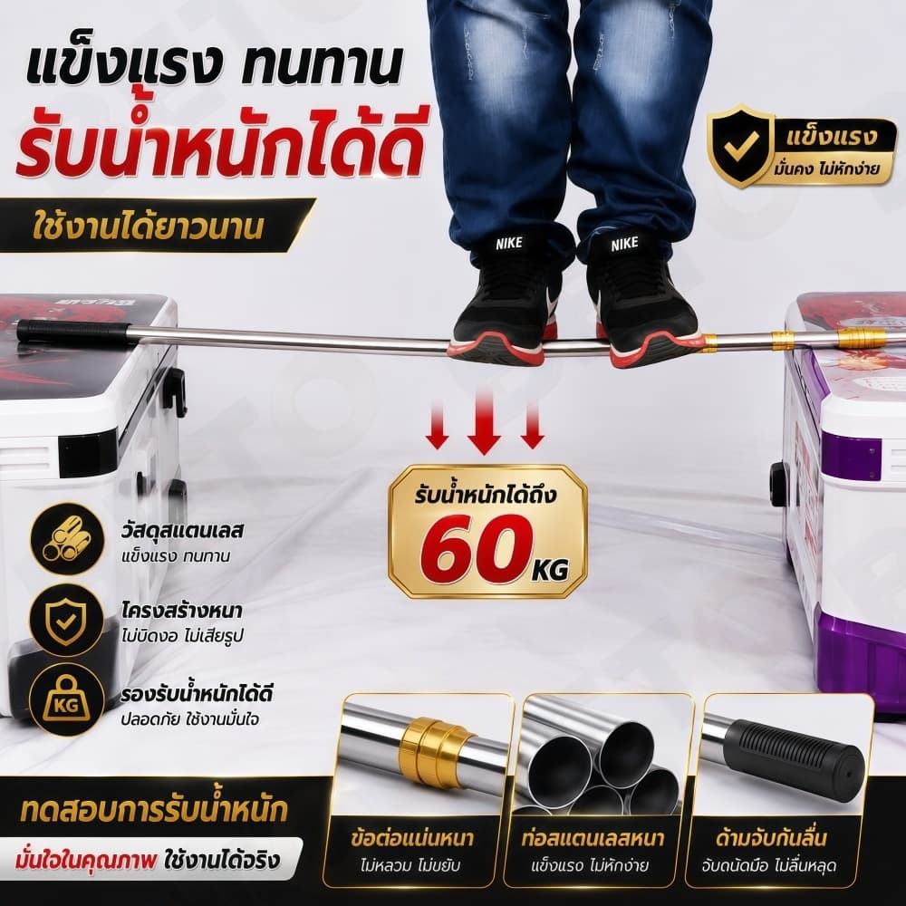 A64- สวิงช้อนปลา 2.5 เมตร ด้ามสไลด์ยืดหดได้ ตาข่ายเหนียวรับน้ำหนักได้เยอะ ด้ามอลูมิเนียม รูปที่ 8