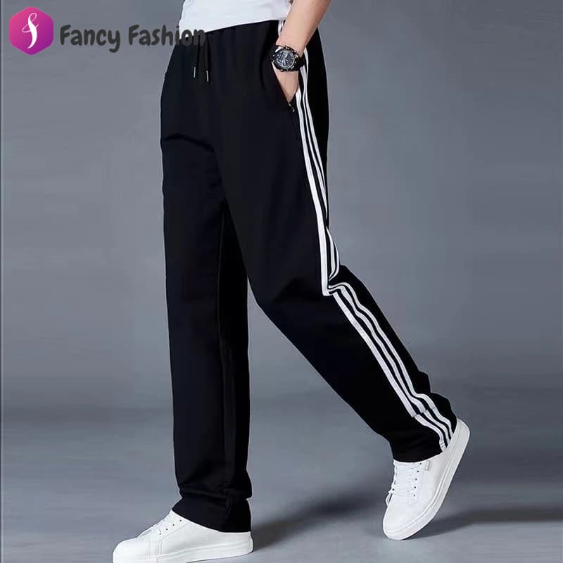 Fancy Fashion กางเกงผู้ชายกางเกงกีฬาลำลองผ้าฝ้ายแท้คุณภาพดี กางเกงลายปักสองกระเป๋าซิปเอวยางยืด รูปที่ 5