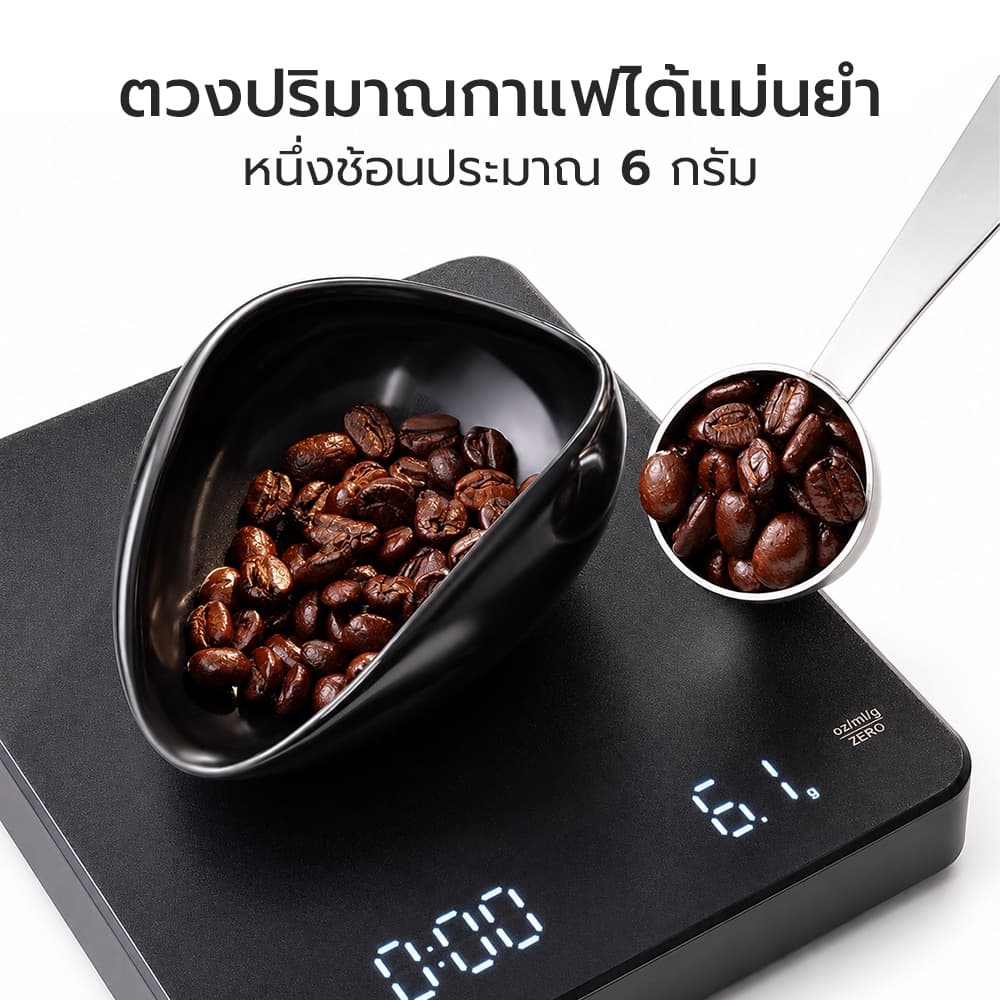 Alechaung ช้อนตวงกาแฟ ช้อนตักผงกาแฟ Coffee Scoop ขนาด 6 กรัม ฐานตั้งได้ พร้อมเทมเปอร์ รูปที่ 3