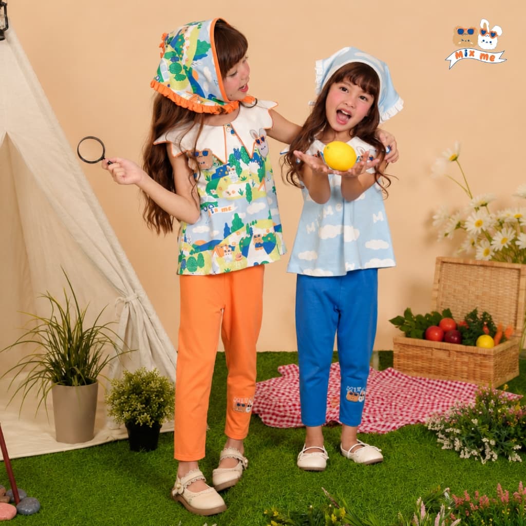 Mix Me เสื้อปกฉลุ กางเกงเลคกิ้ง ลายแคป์ปิ้ง ผ้า Single jersey Cotton เด็กหญิง อายุ 1-7ปี เสื้อผ้าเด็ก รุ่น 500507/500492 รูปที่ 7