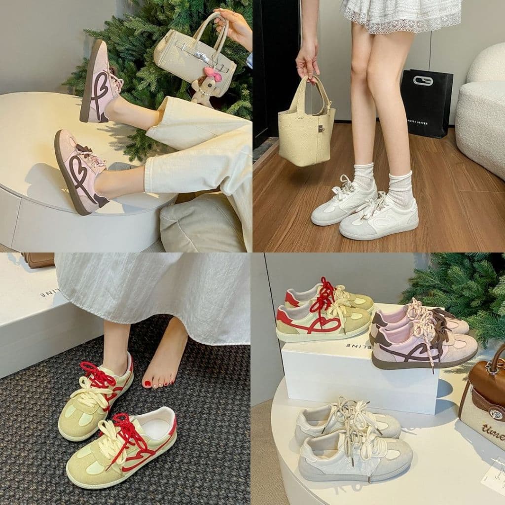 รองเท้าผ้าใบผู้หญิง Retro Sneakers สไตล์เกาหลี พื้นนุ่ม ใส่สบาย กันลื่น รูปที่ 7