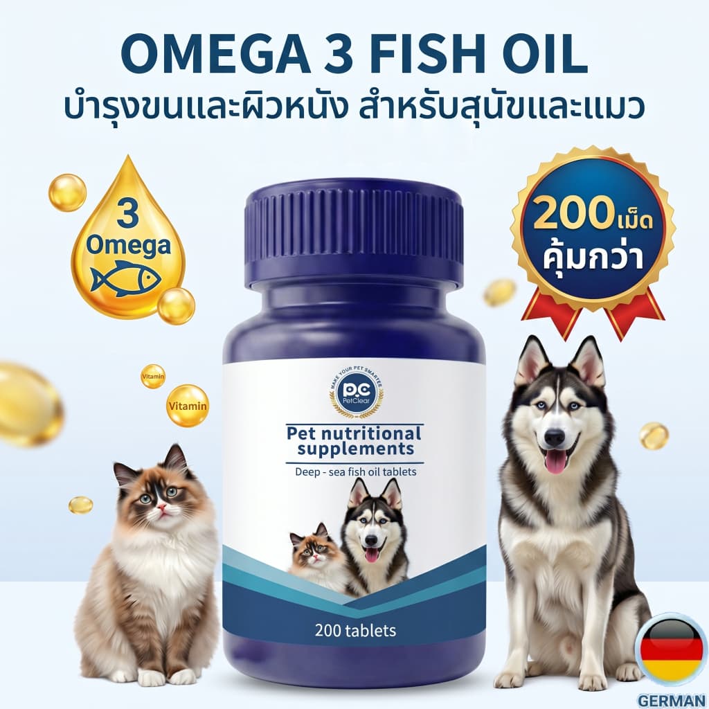 PetClear โอเมก้า 3 Fish Oil Tablets ขนสวยเงางาม สำหรับสุนัขแมว 200 เม็ด รูปที่ 5