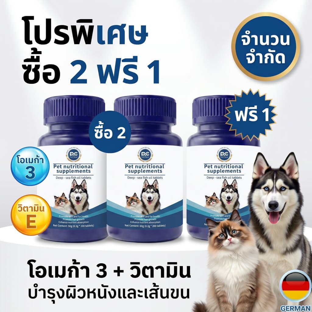 PetClear โอเมก้า 3 Fish Oil Tablets ขนสวยเงางาม สำหรับสุนัขแมว 200 เม็ด รูปที่ 1