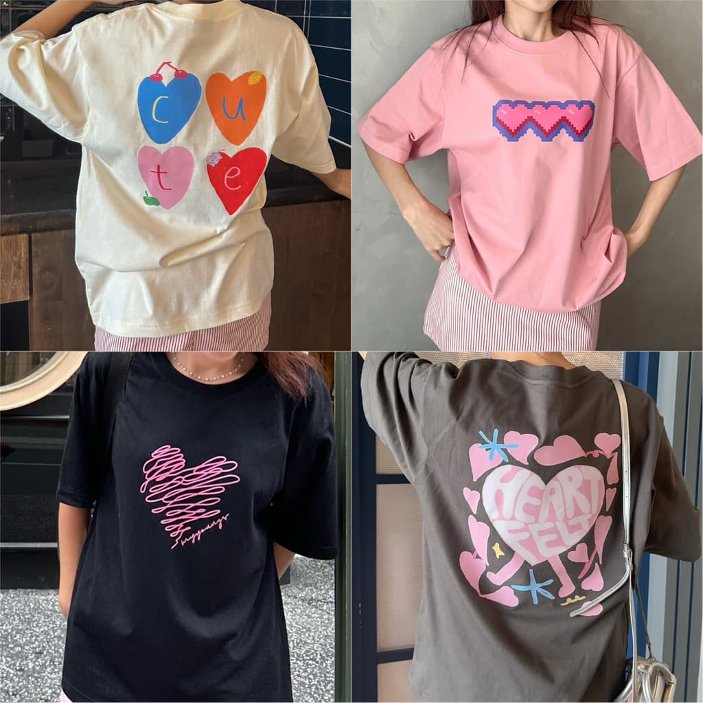 myyoungs - Heart เสื้อยืดโอเวอร์ไซส์ รูปที่ 1