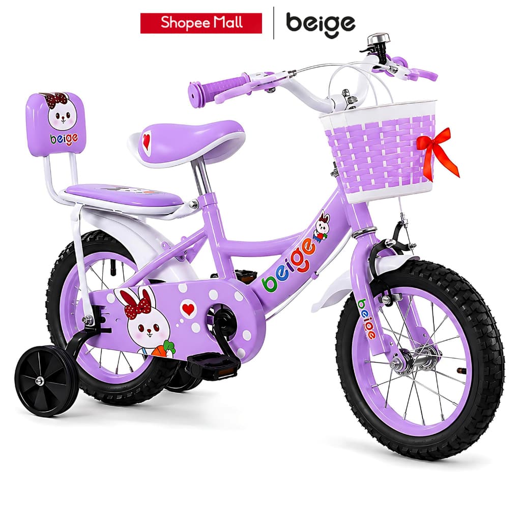 Beige จักรยานเด็ก รถจักรยานเด็ก จักรยาน 12/18นิ้ว จักรยานมีตะกร้า รถถีบ 2-6 ขวบ จักรยานเด็กผู้หญิง รูปที่ 1