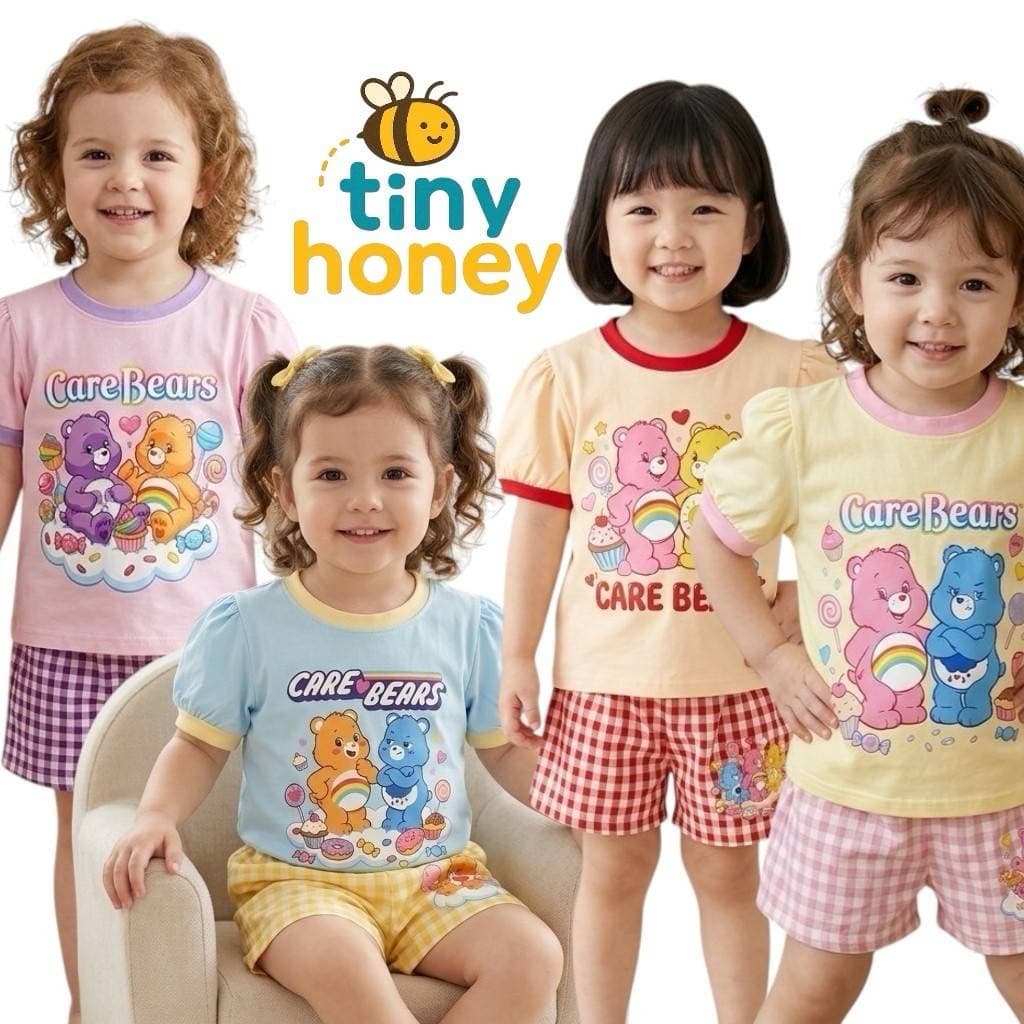ชุดเซ็ทลูกสาว แขนตุ๊กตา หมีสุดน่ารัก เสื้อสรีน ผ้านิ่มค่าาา กางเกงผ้าทอ จ้ำม่ำ ชอบหลวม +1ไซซ์นะค๊าาา B00065 รูปที่ 1
